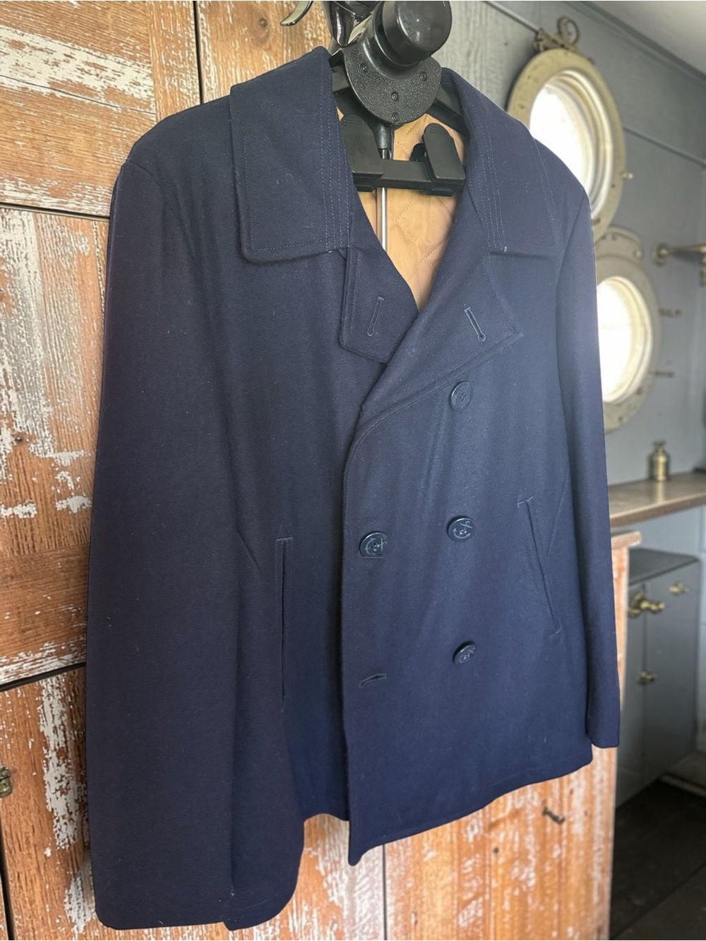 J.CREW Authentic Outerwear Peacoat L Navy Wool Blend Double Breasted